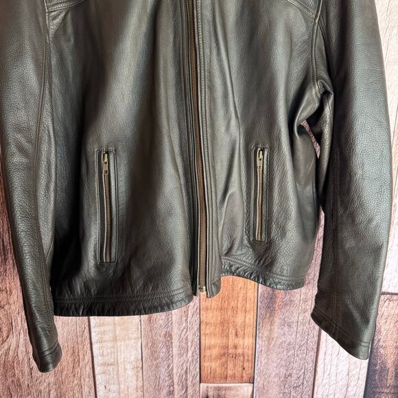 Eddie Bauer Jacket Leather Brown XL Classic Men's Moto Classic Timeless Lined - Picture 4 of 9